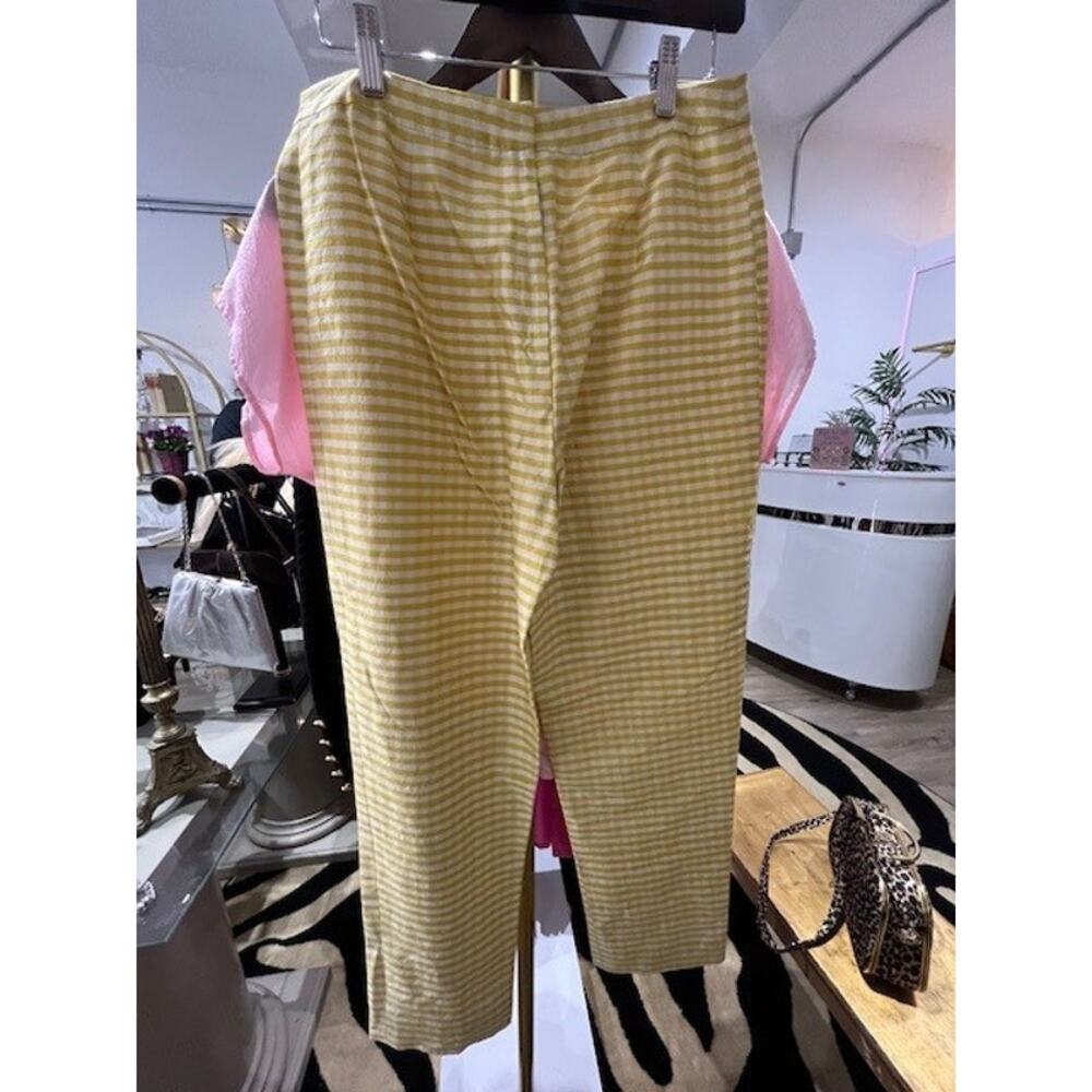 Vintage Isaac Mizrahi Yellow and White Silk Cropped Pants